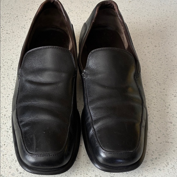Salvatore Ferragamo Black Leather Slip-On Shoes